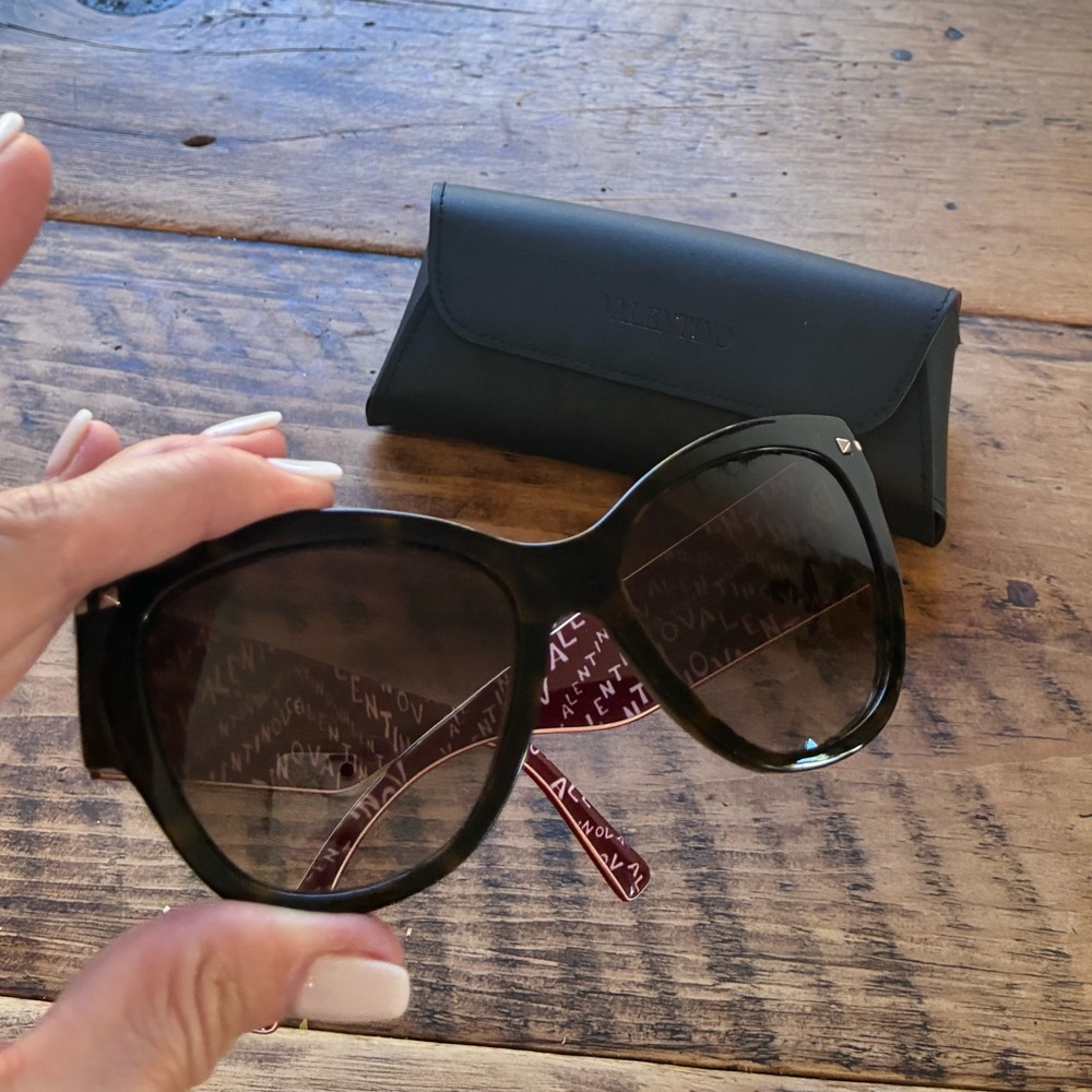 Valentino Dark Red Designer Sunglasses